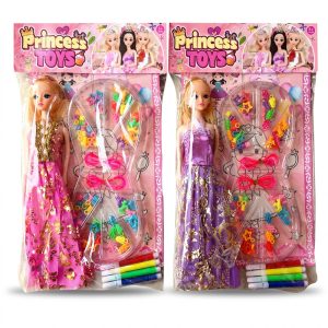 Muñeca con accesorios y marcadores Princess en bolsa