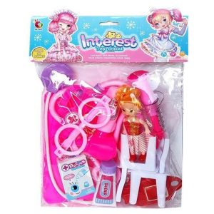 Juego de doctor con muñeca en bolsa