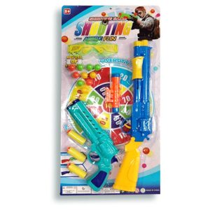 Pistola lanza pelotas y dardos x2 Shooting en blister