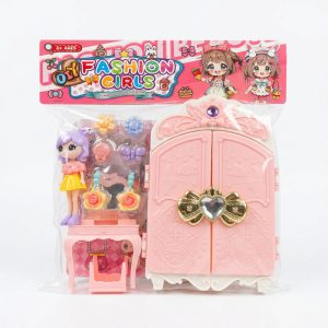 Muñeca Fashion Girls con dressuar y ropero en bolsa
