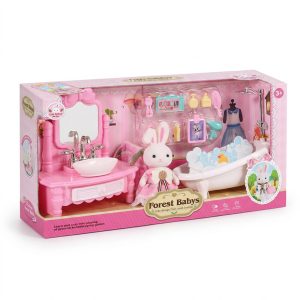 Coneja con baño en caja con ventana