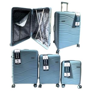 Set de valijas Skyliner® Artic 3pzas. con manija extensible de metal, candado con combinación, ruedas 360º y tag localizador de